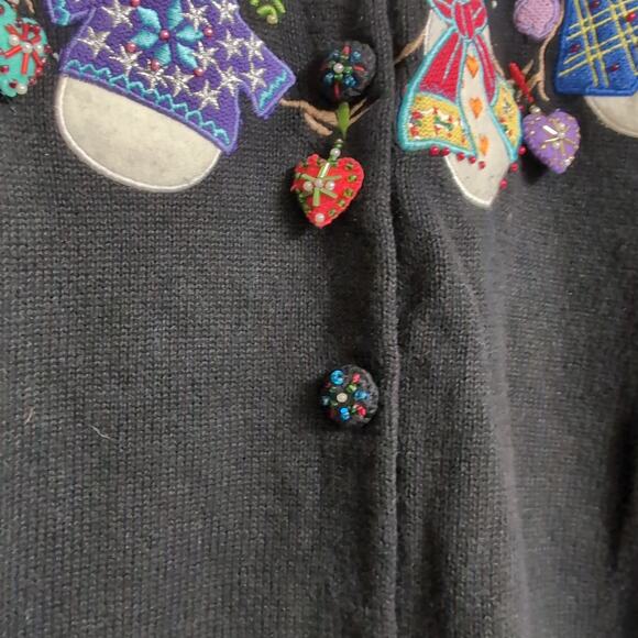 Vintage Collage Christmas Sweater Snowflakes Snowmen Size M - Picture 4 of 15
